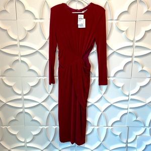 NWT Misha vina cutout long sleeve midi cocktail dress wine sz 10.      TT
